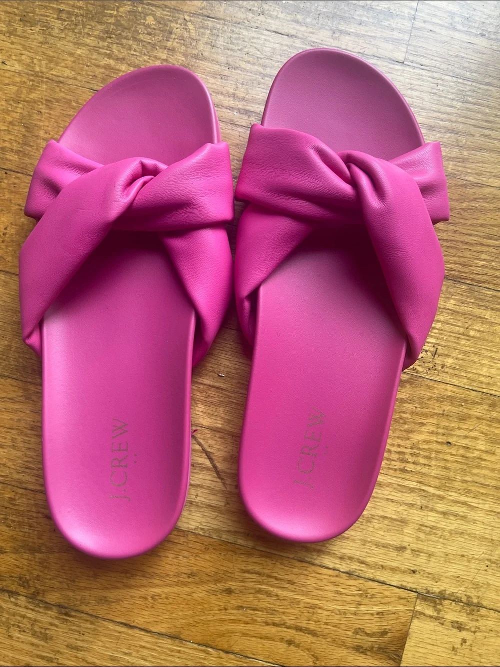 J. Crew Hot Pink Knot Slide Sandals